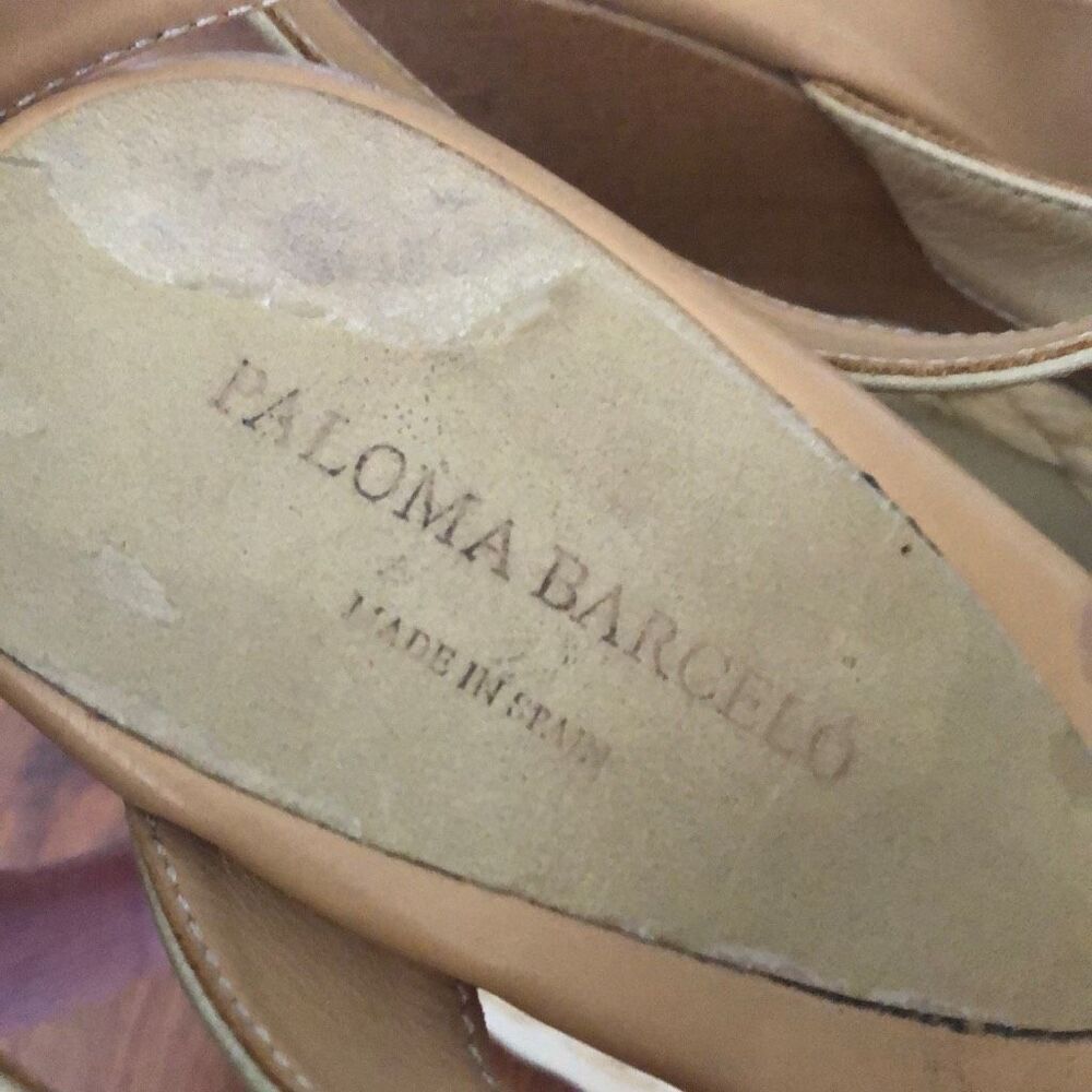 Paloma Barcelo wooden wedge shoes raffia leather 38 - Picture 3 of 11